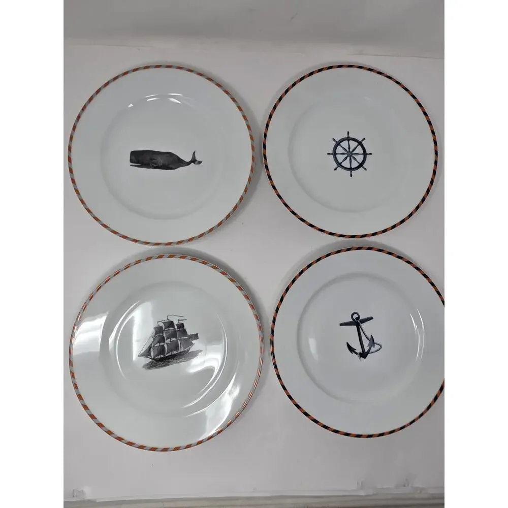 Pottery Barn Nantucket Nautical Glazed Stoneware Salad Plates 9